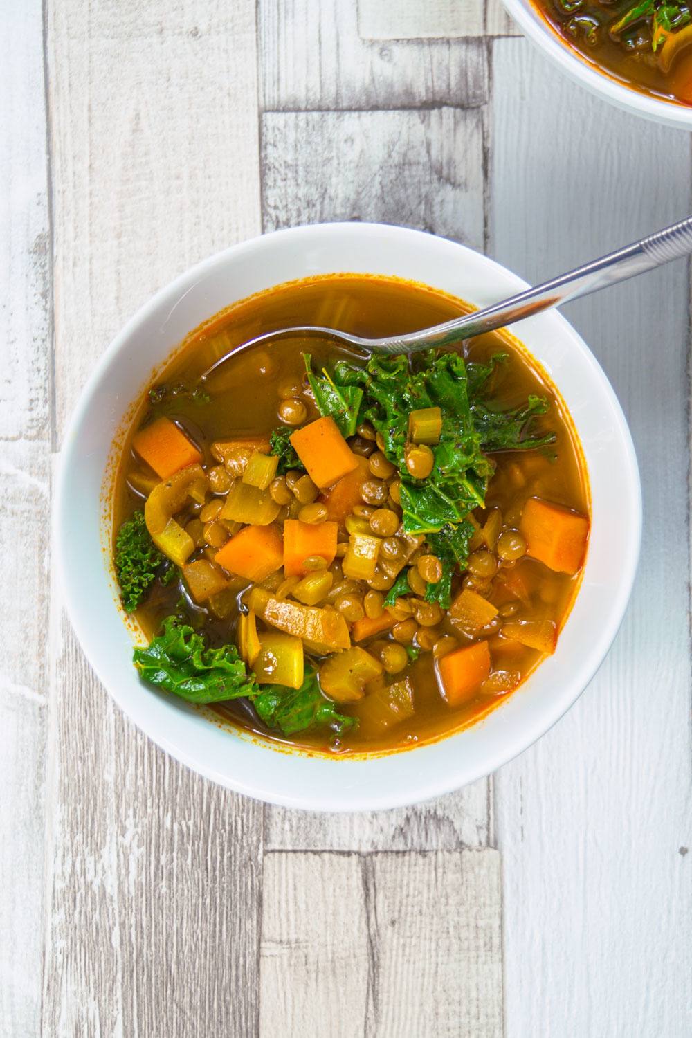 Chunky Vegan Vegetable and Lentil Soup Recipe | HeyFood — heyfoodapp.com