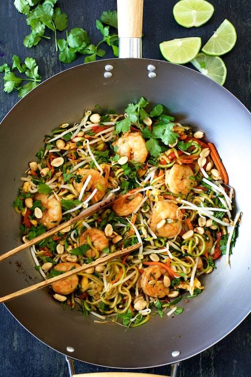 Shrimp Pad Thai with Zucchini Noodles Recipe | HeyFood — heyfoodapp.com