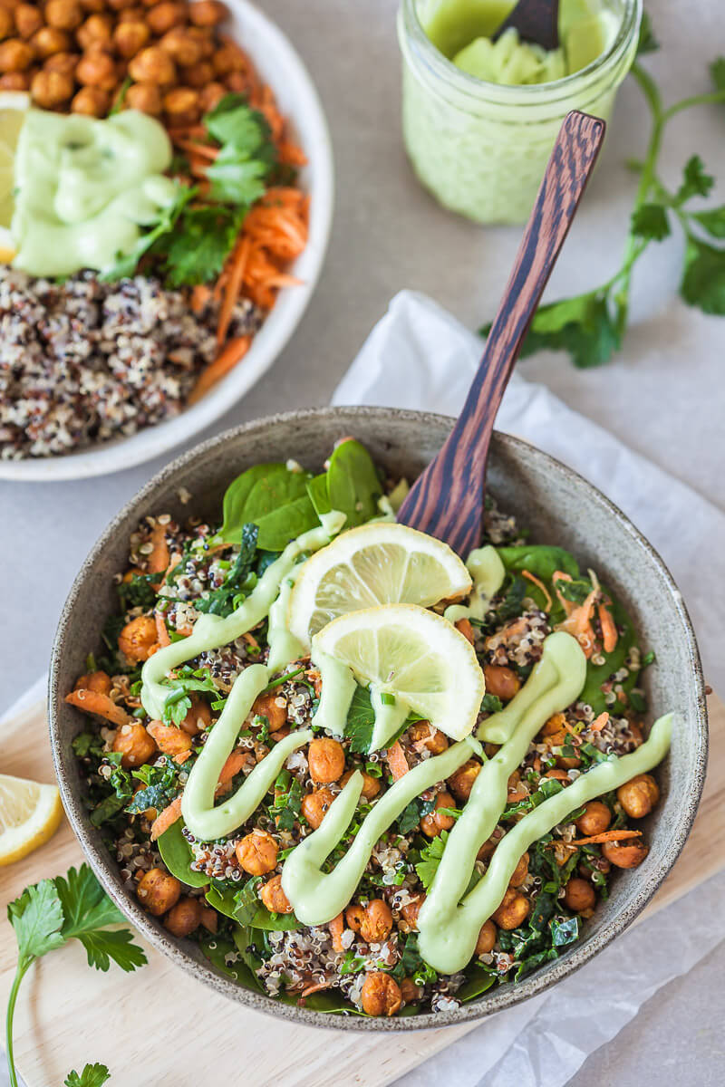 Chickpeas Kale Quinoa Buddha Bowl  Recipe | HeyFood — heyfoodapp.com