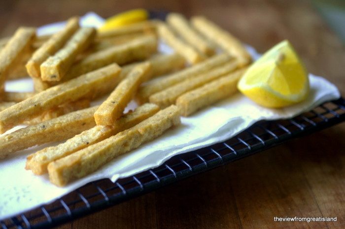 Chickpea Fries with Yogurt Tahini Dip Recipe | HeyFood — heyfoodapp.com