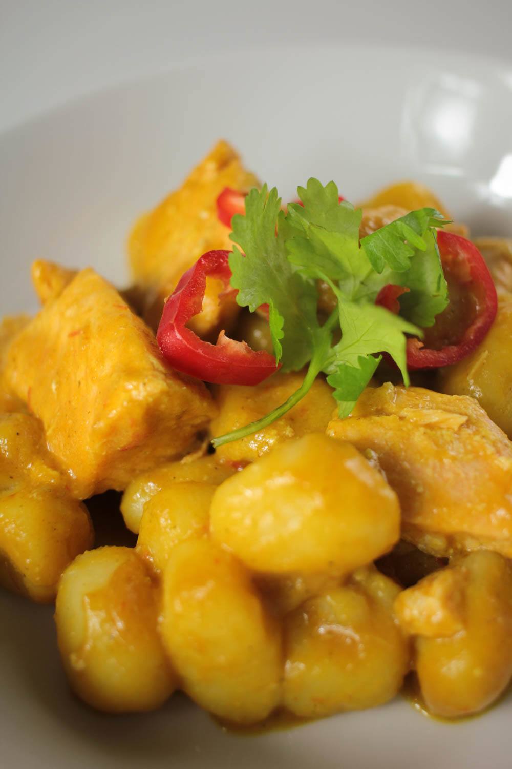 Coconut Salmon Curry with Gnocchi Recipe | HeyFood — heyfoodapp.com