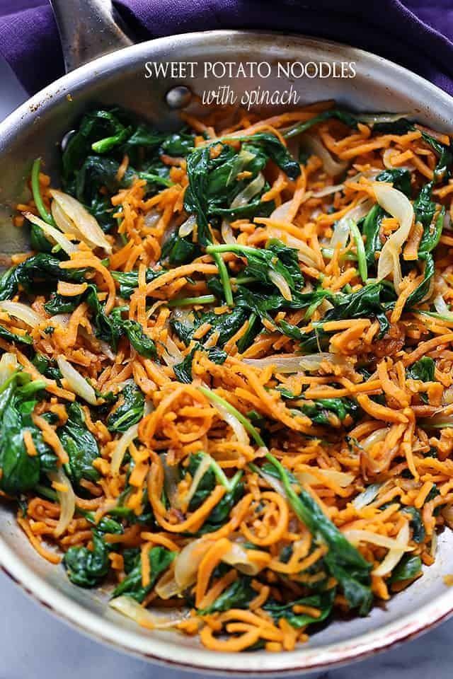 Sweet Potato Noodles with Spinach Recipe | HeyFood — heyfoodapp.com