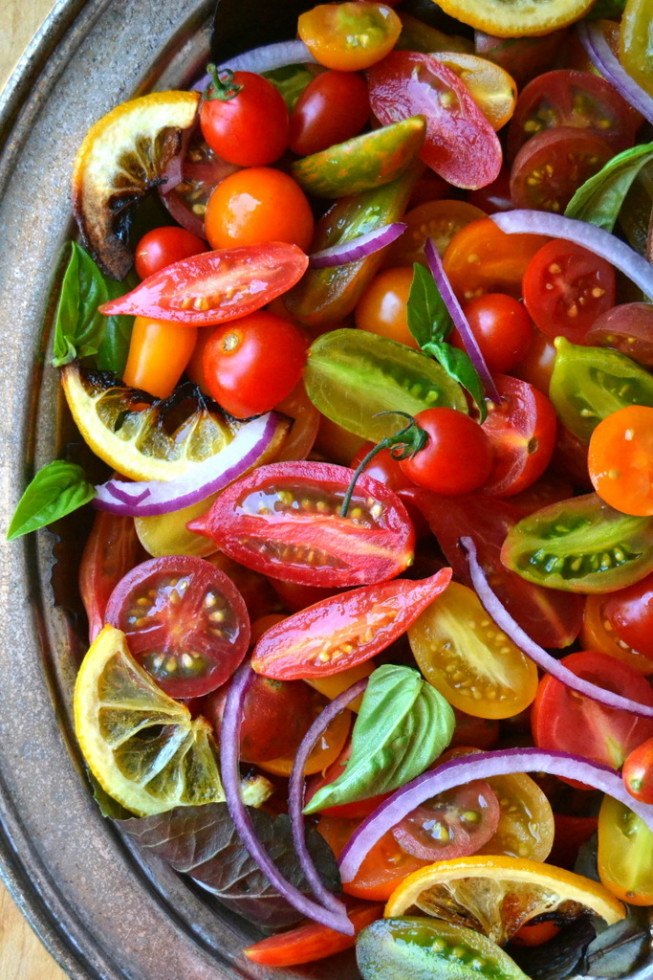 Tomato, Onion, and Roasted Lemon Salad Recipe | HeyFood — heyfoodapp.com