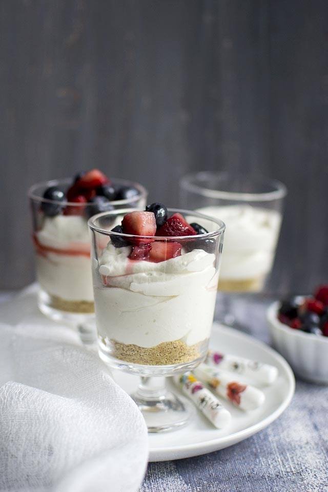 Individual Red, White & Blue Cheesecake Recipe | HeyFood — heyfoodapp.com