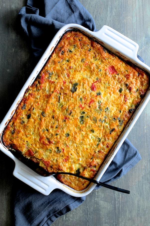 Spaghetti Squash Poblano and Chorizo Breakfast Casserole Recipe | HeyFood — heyfoodapp.com