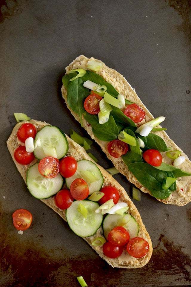 Cucumber Tomato Sandwich with Hummus Recipe | HeyFood — heyfoodapp.com