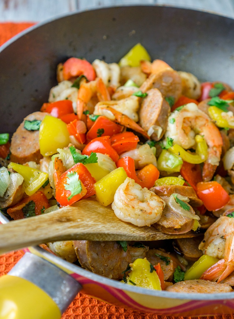 20 Minute Sausage & Shrimp Skillet Recipe | HeyFood — heyfoodapp.com