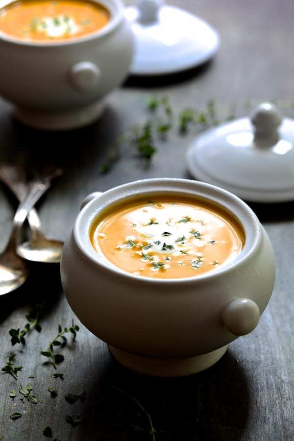 Butternut Squash Soup with Thyme and Taleggio Recipe | HeyFood — heyfoodapp.com