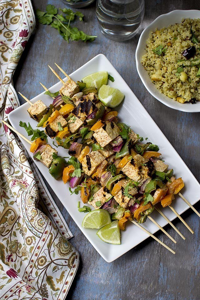 Grilled Tofu Tikka Kebabs Recipe | HeyFood — heyfoodapp.com