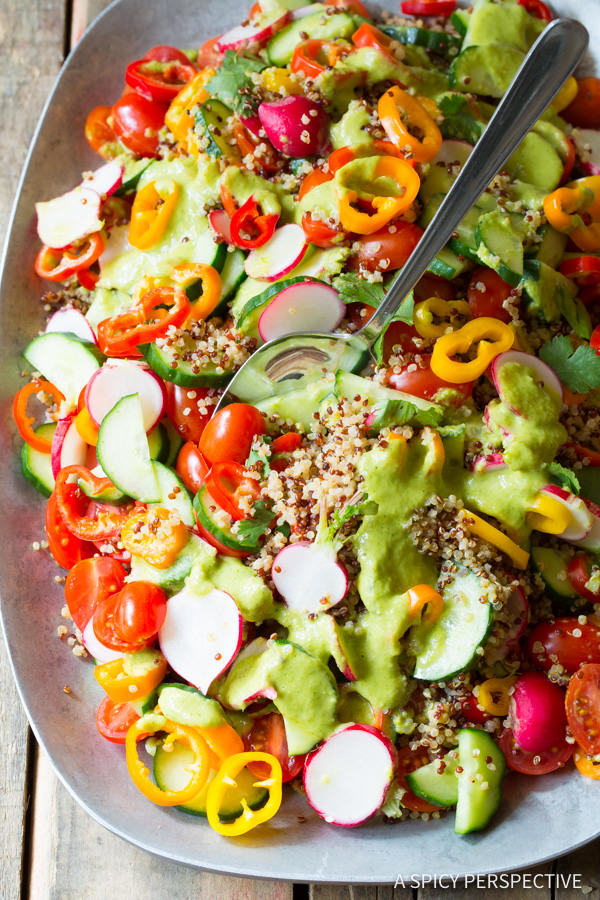 Quinoa Salad Recipe With Green Chile Dressing Recipe | HeyFood — heyfoodapp.com