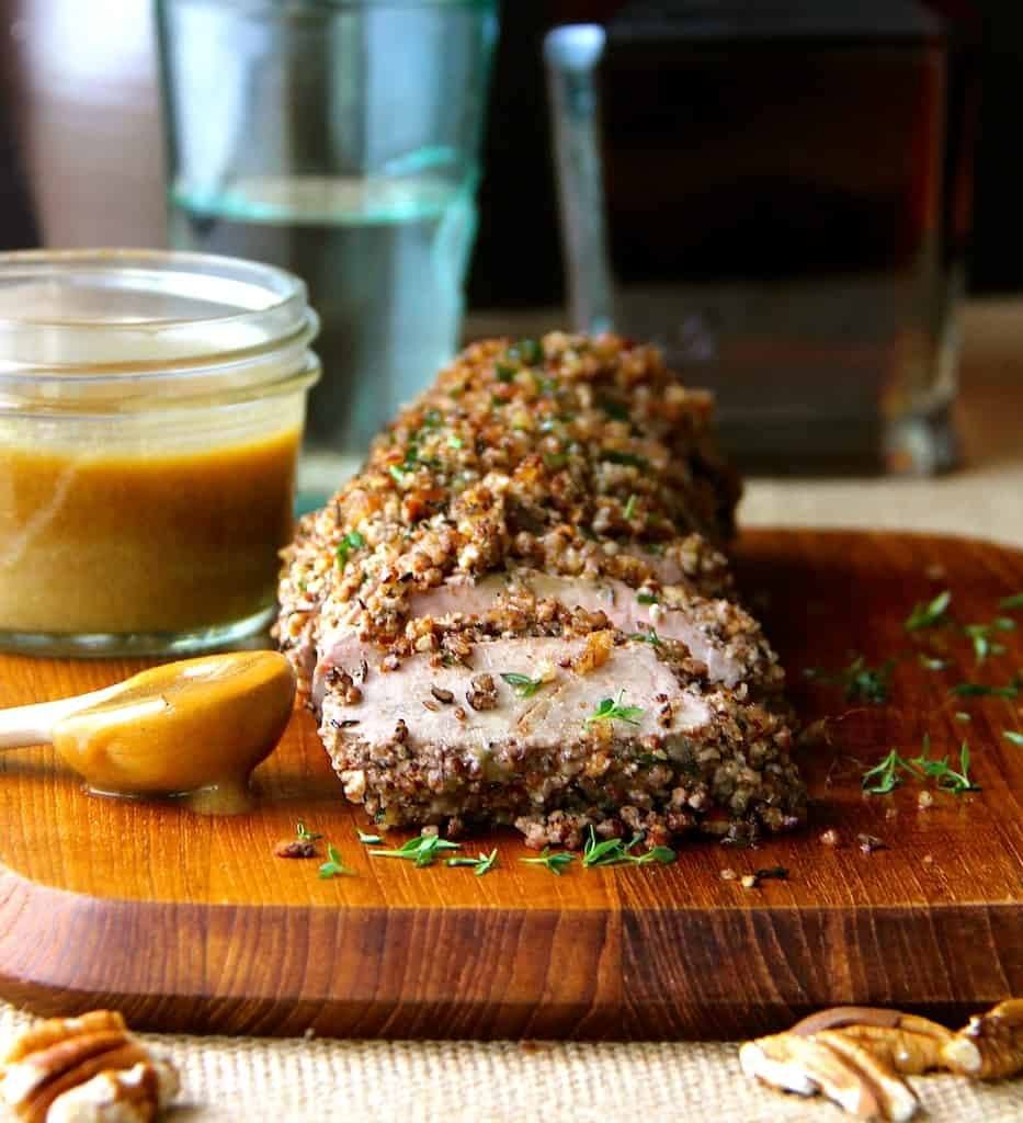 Pecan-Crusted Pork Tenderloin with Bourbon - Mustard Sauce Recipe | HeyFood — heyfoodapp.com