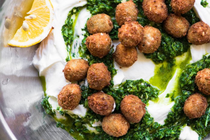 Fried Olives with Spicy Yogurt Recipe | HeyFood — heyfoodapp.com