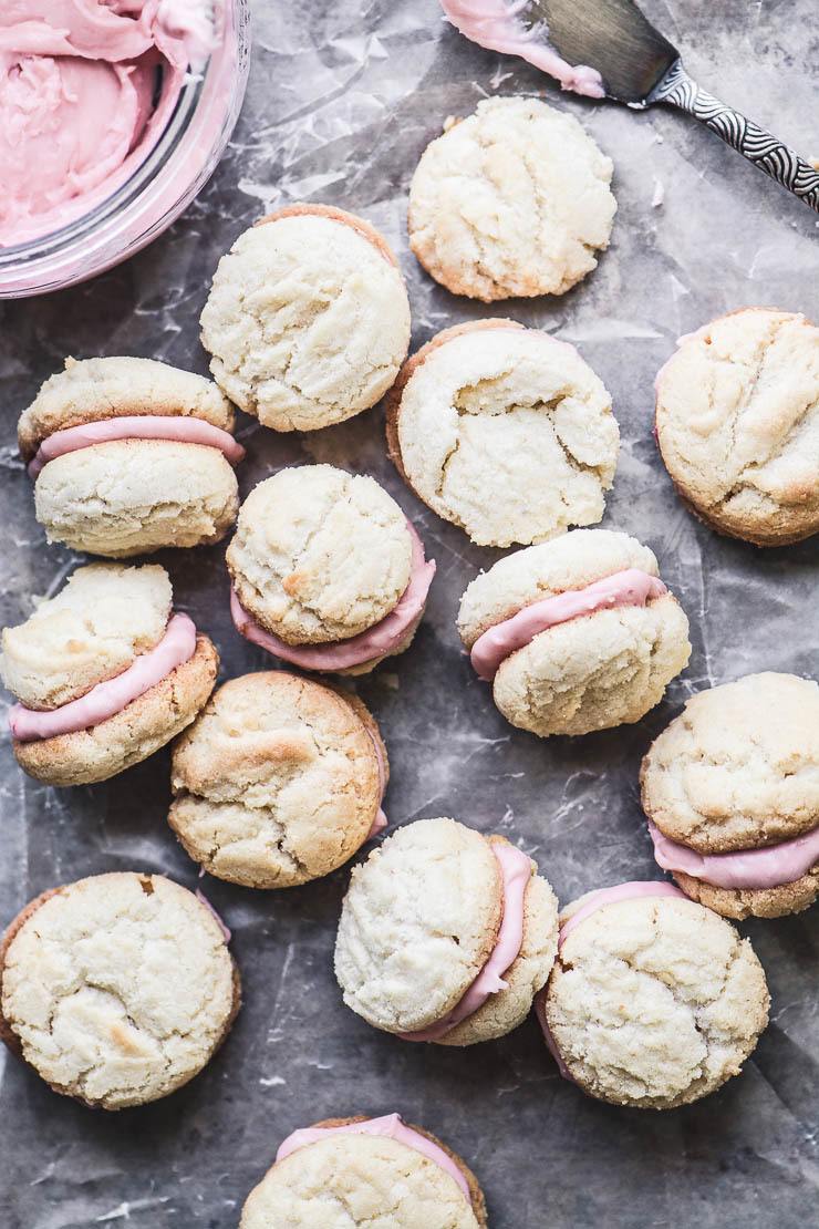 Roasted Rhubarb Lady’s Kiss Cookies (baci di dama) Recipe | HeyFood — heyfoodapp.com