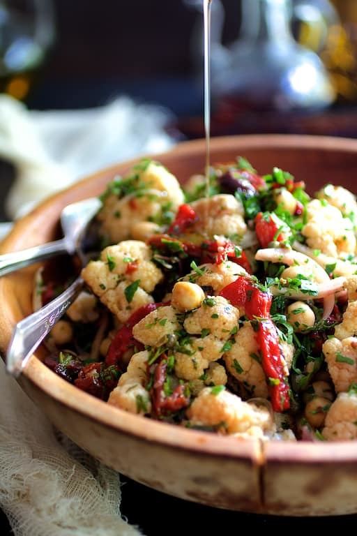 Warm Roasted Cauliflower and Chickpea Salad Recipe | HeyFood — heyfoodapp.com