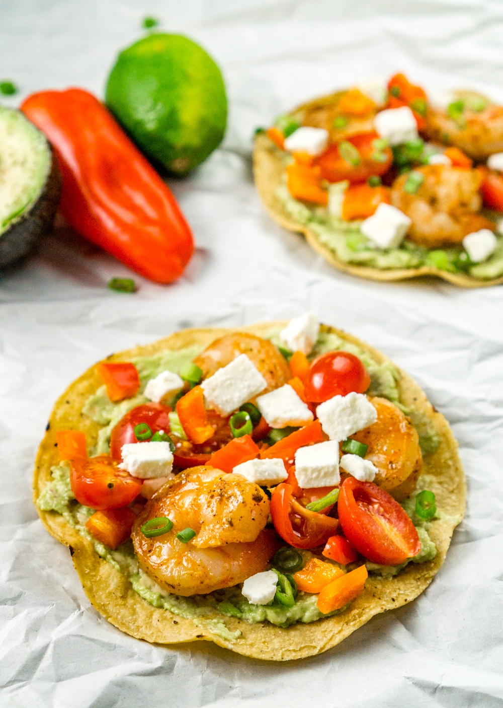 Easy Shrimp and Avocado Tostadas Recipe | HeyFood — heyfoodapp.com