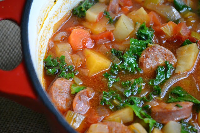 Root Vegetable Soup with Sausage and Kale Recipe | HeyFood — heyfoodapp.com