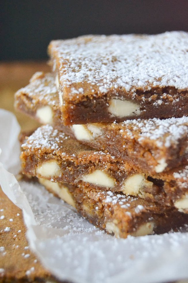 White Chocolate Gingerbread Blondies Recipe | HeyFood — heyfoodapp.com