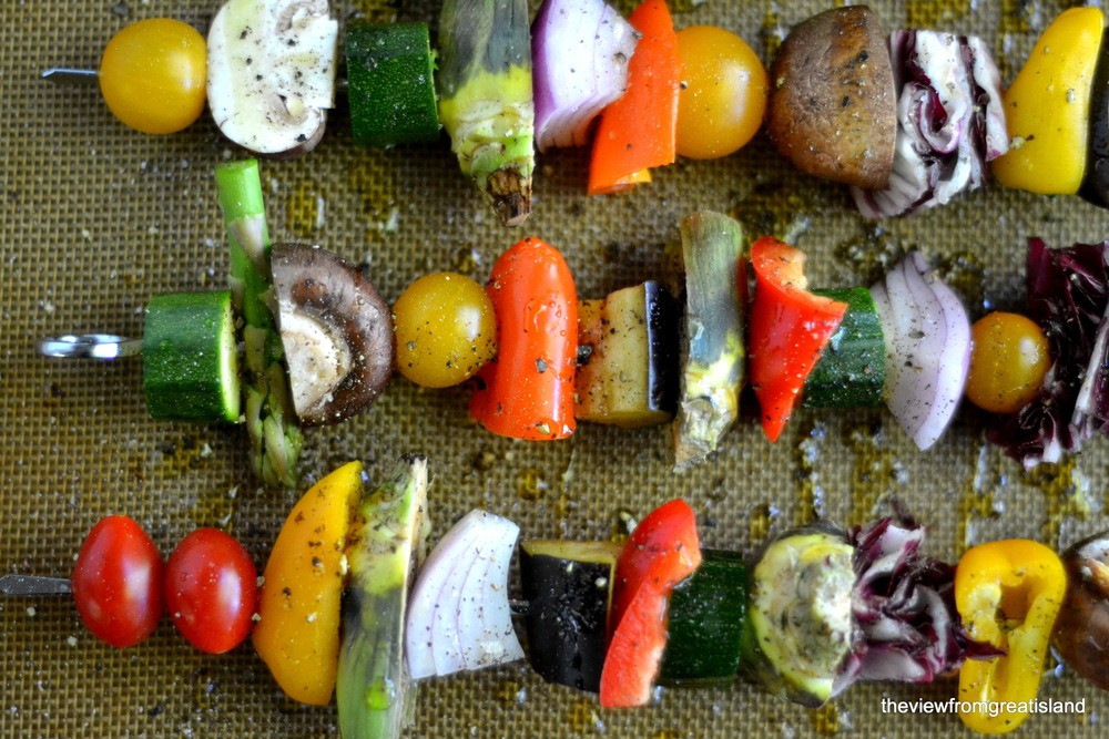 Spring Vegetable Skewers and Saffron Couscous Recipe | HeyFood — heyfoodapp.com