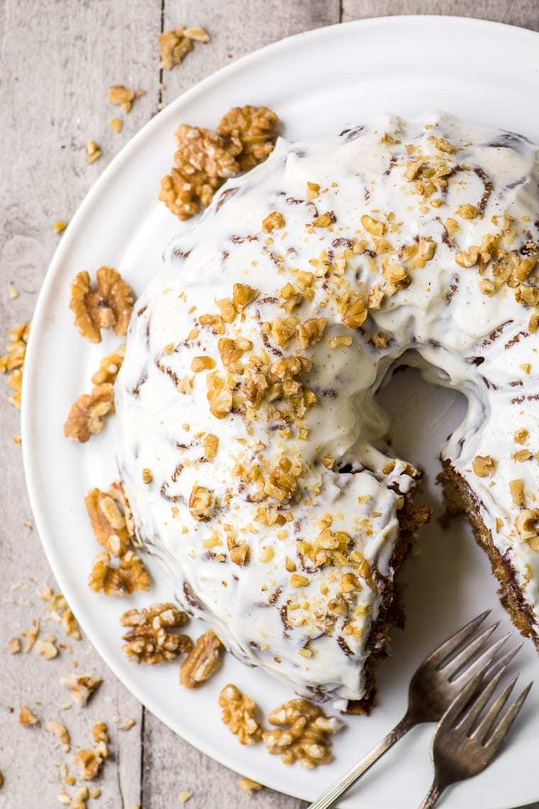 Hummingbird Bundt Cake with Cream Cheese Glaze Recipe | HeyFood — heyfoodapp.com