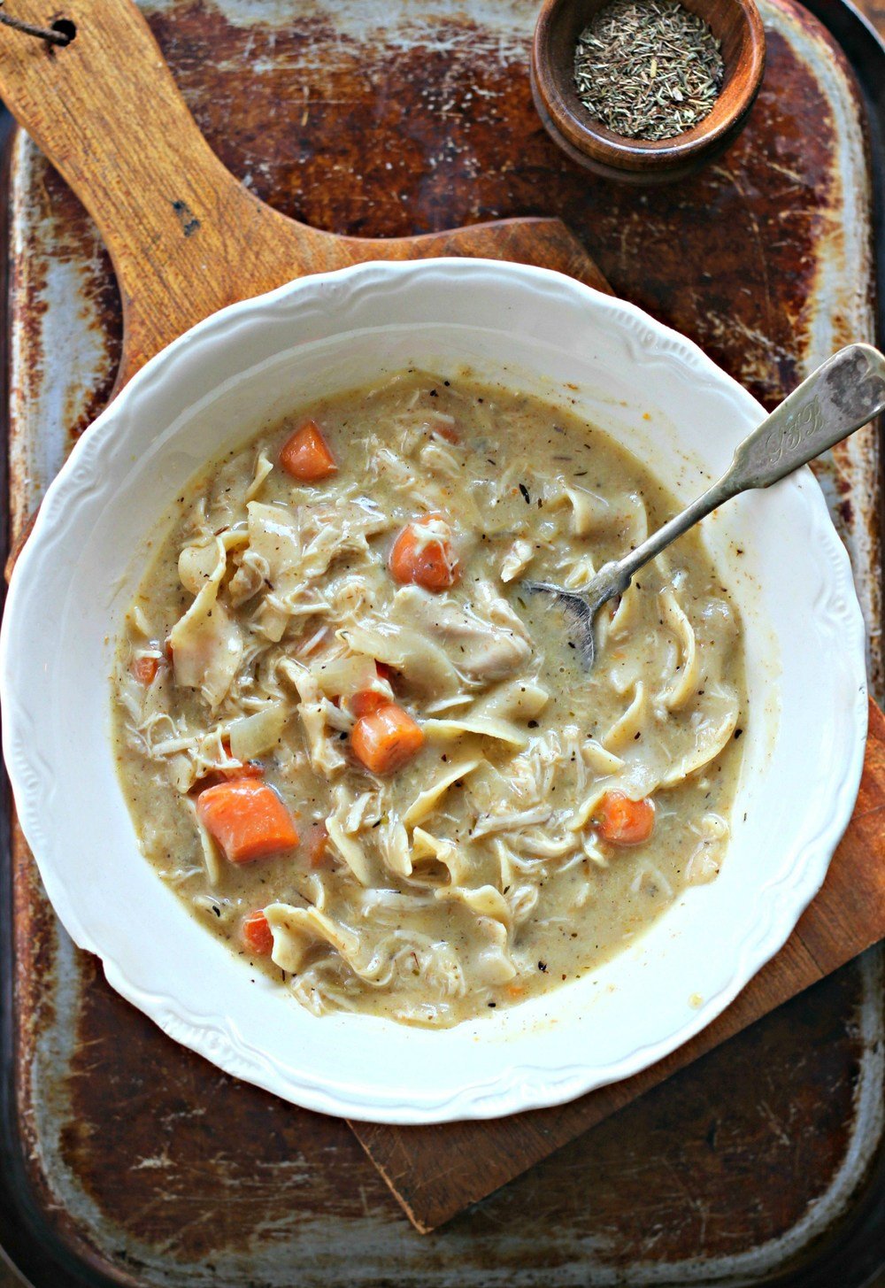 Creamy Chicken Noodle Soup Recipe | HeyFood — heyfoodapp.com