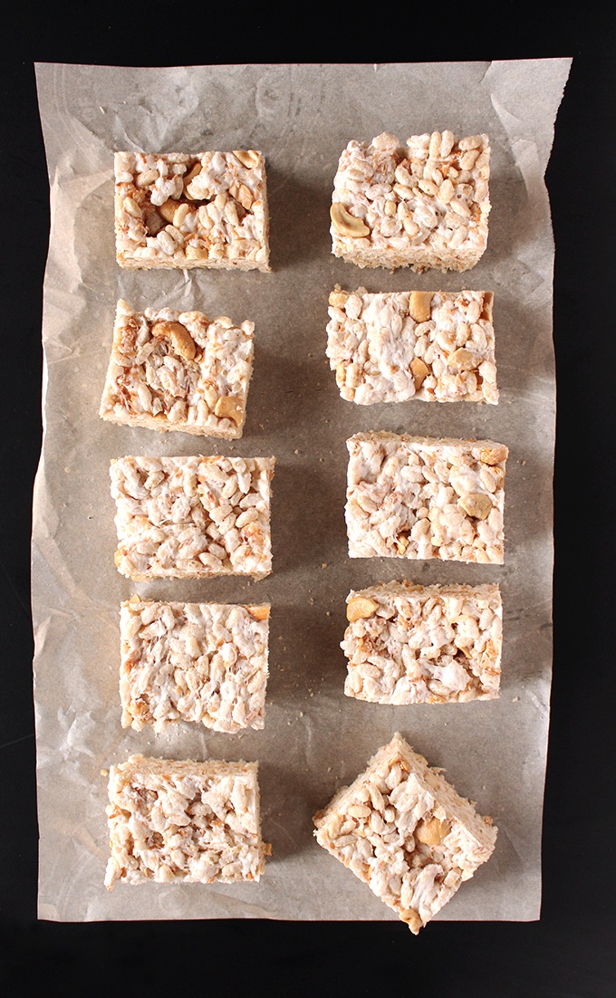 Toasted Coconut Cashew Rice Krispie Treats Recipe | HeyFood — heyfoodapp.com