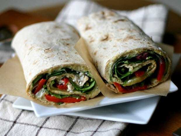 Hummus + Feta Lavash Wraps {Plus Vegan Version} Recipe | HeyFood — heyfoodapp.com