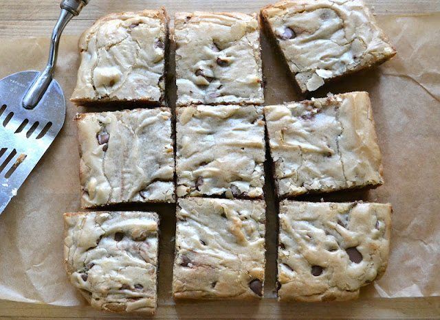 Peanut Butter Chocolate Chip Blondies Recipe | HeyFood — heyfoodapp.com