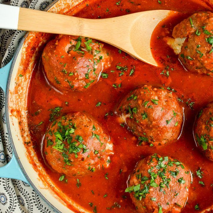 Mega Stuffed Meatballs With A Tomato Sauce Recipe | HeyFood — heyfoodapp.com