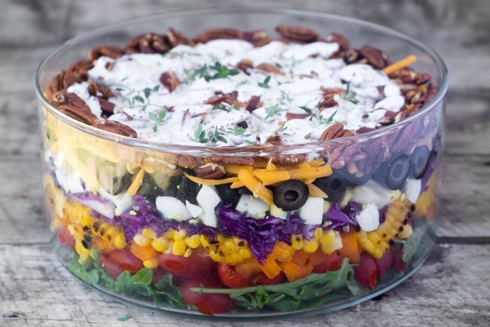 Layered Rainbow Salad Recipe | HeyFood — heyfoodapp.com