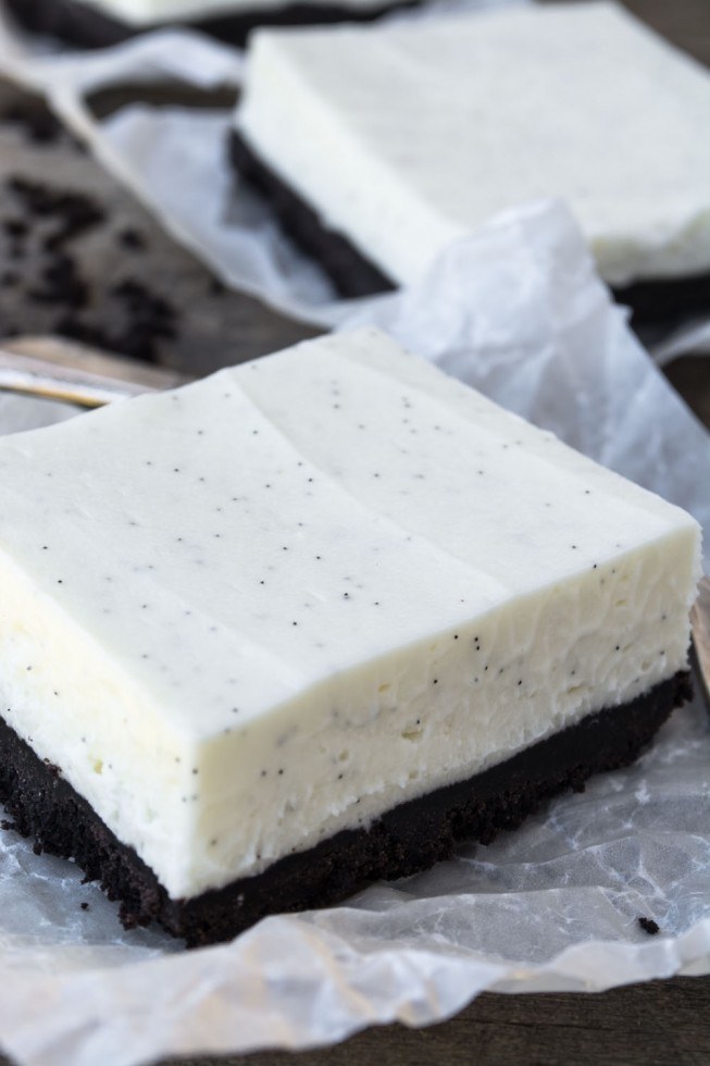 No Bake Vanilla Bean Cheesecake Bars Recipe | HeyFood — heyfoodapp.com