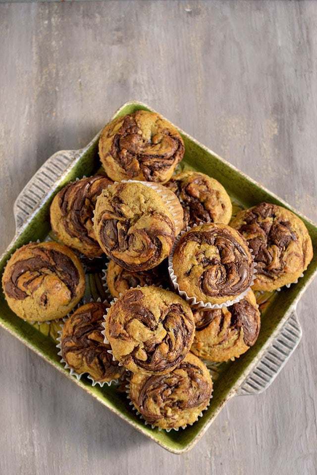 Banana Nutella Swirl Muffins Recipe | HeyFood — heyfoodapp.com