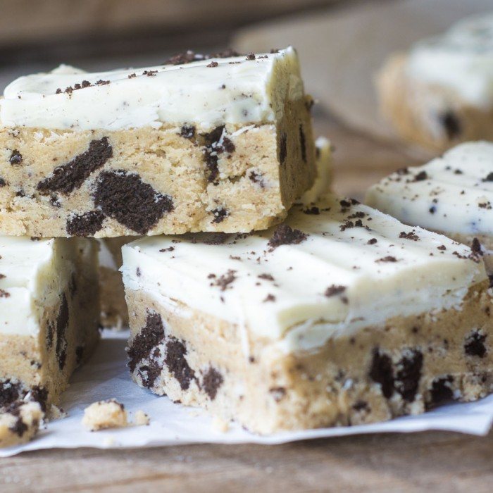 No Bake Cookies and Cream Cookie Dough Bars Recipe | HeyFood — heyfoodapp.com