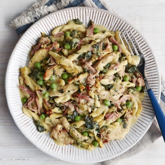 Chicken, ham and vegetable pasta Recipe | HeyFood — heyfoodapp.com