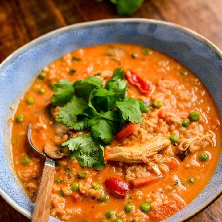 Instant Pot Thai Chicken Rice Soup Recipe | HeyFood — heyfoodapp.com