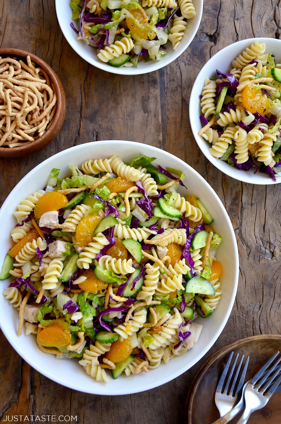 Chinese Chicken Pasta Salad With Sesame Dressing Recipe (Quick Sides ...