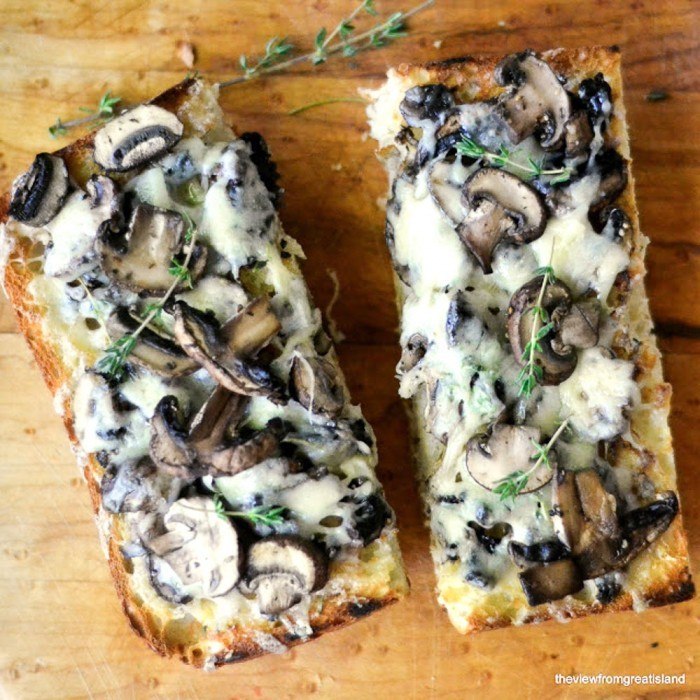 Mushroom & Gruyere Bruschetta Recipe | HeyFood — heyfoodapp.com