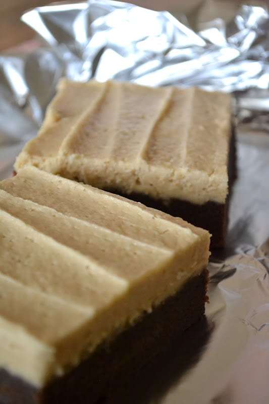 Peanut Butter Brownie Cake Squares Recipe | HeyFood — heyfoodapp.com