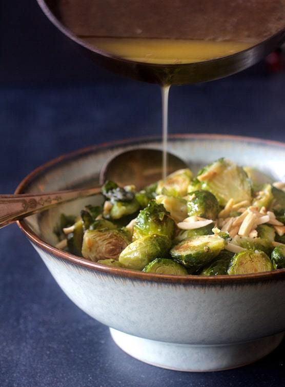 Roasted Brussels Sprouts with Browned Butter and Almonds Recipe | HeyFood — heyfoodapp.com