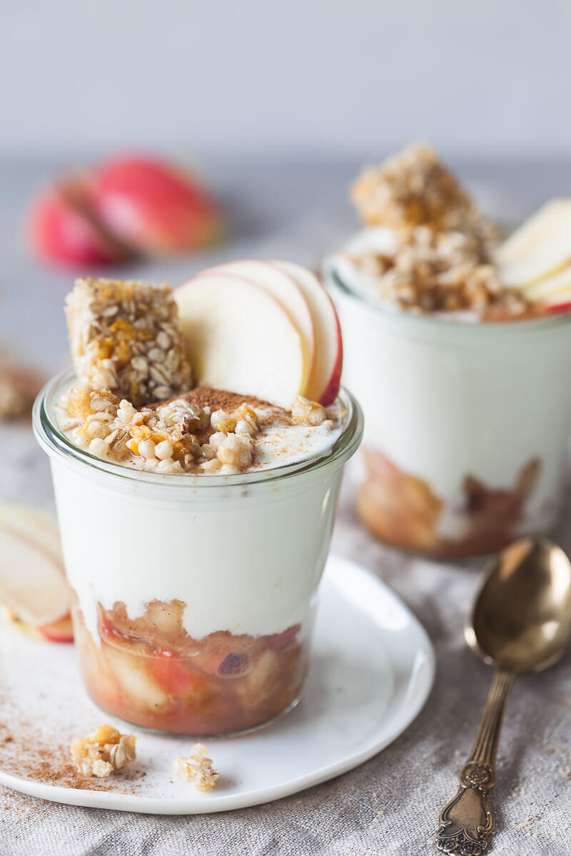 Apple Crisp Yogurt Parfait {Vegan} Recipe | HeyFood — heyfoodapp.com