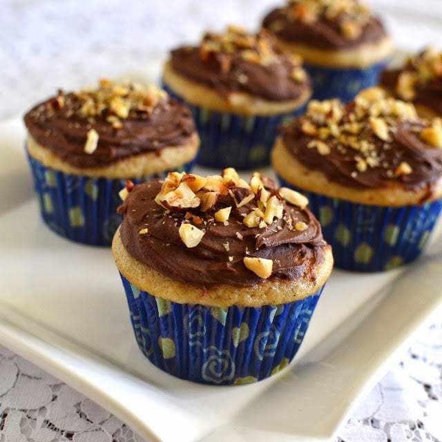 Hazelnut Cupcakes with Hazelnut-Chocolate Frosting Recipe | HeyFood — heyfoodapp.com