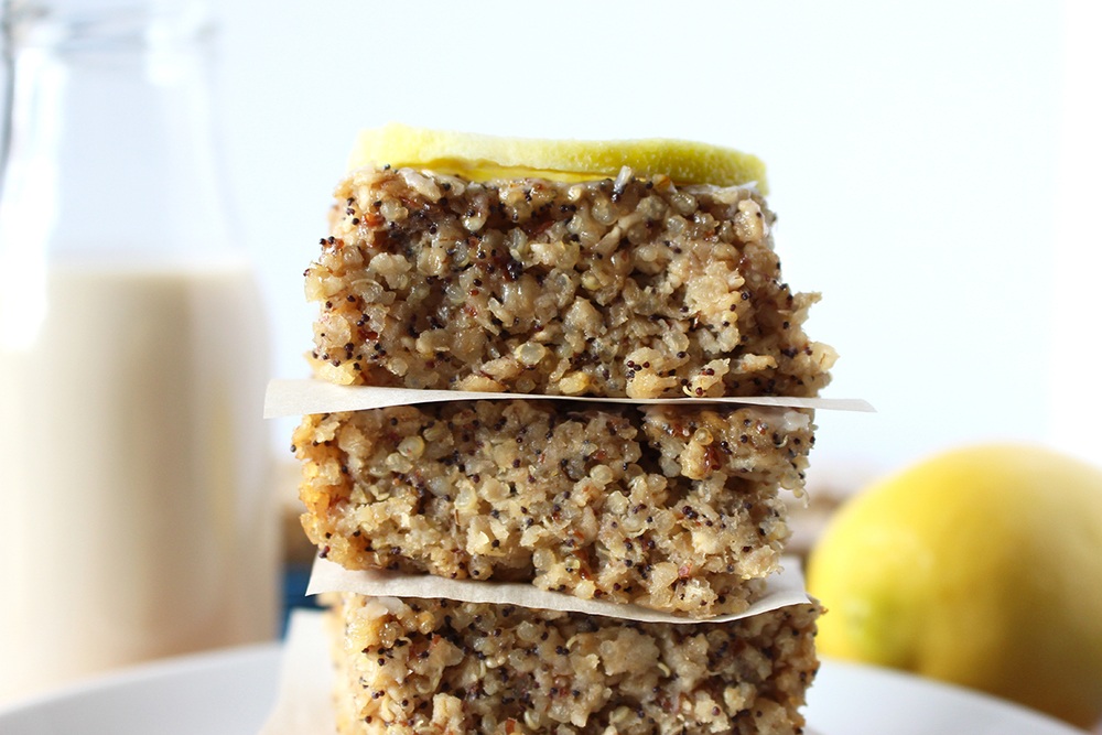 Lemon Poppy Seed Quinoa Bars (V, GF) Recipe | HeyFood — heyfoodapp.com