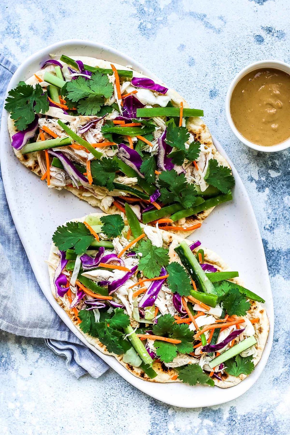 Chicken Satay Salad Flatbreads Recipe | HeyFood — heyfoodapp.com