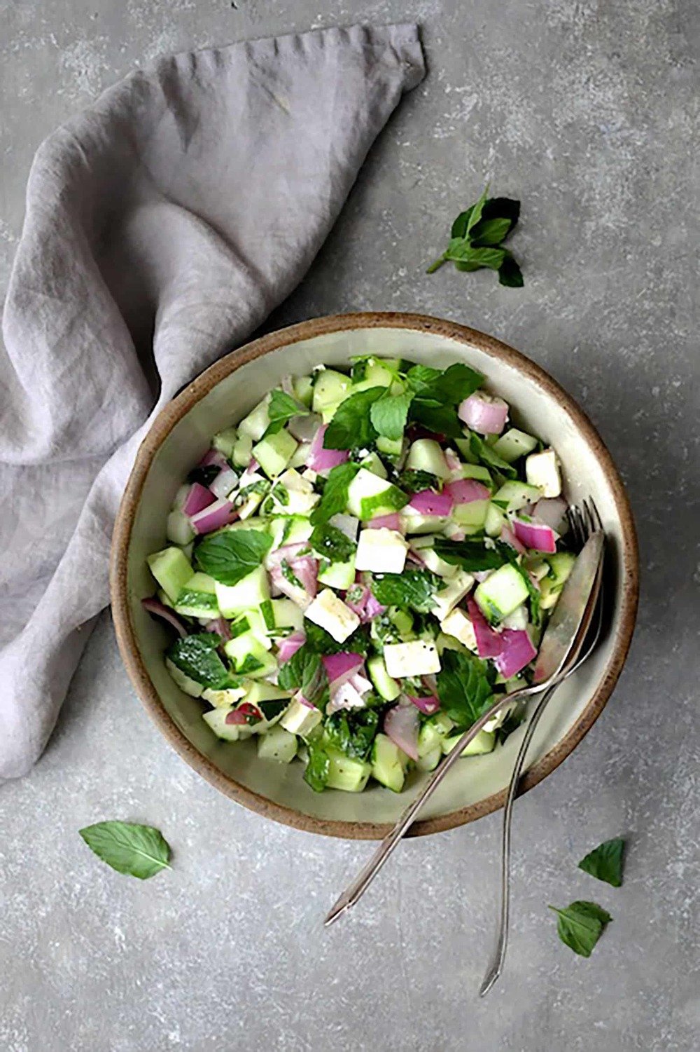 Cucumber Red Onion Salad with Feta Cheese Recipe | HeyFood — heyfoodapp.com